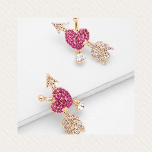 Rhinestoned Cupid Earrings - Picture 4 of 5